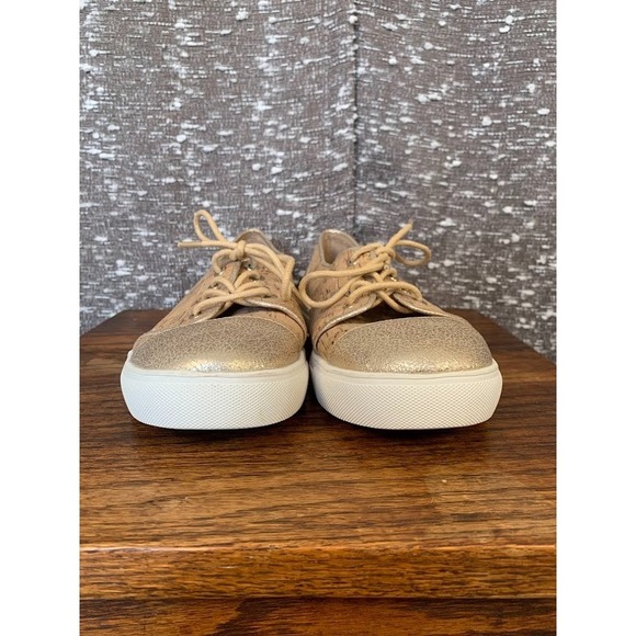 Elaine Turner Cork Lace Up Sneakers Brown/Metallic Casual Preppy Women's 6.5 - Picture 2 of 10